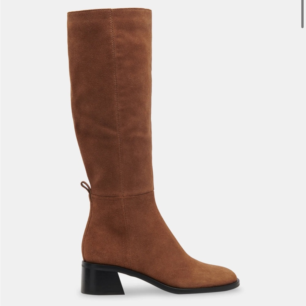 Dolce Vita Lizah Boots cognac Brown Tall Suede with Block Heel campus